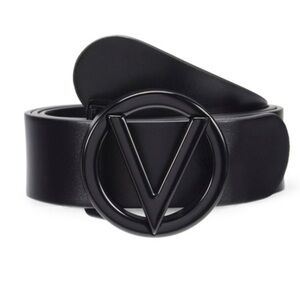 VALENTINO BY MARIO VALENTINO Logo Leather Belt, Size Medium Black